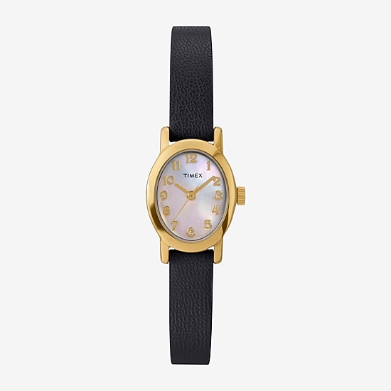 Timex Womens Black Leather Strap Watch Tw2w82600jt