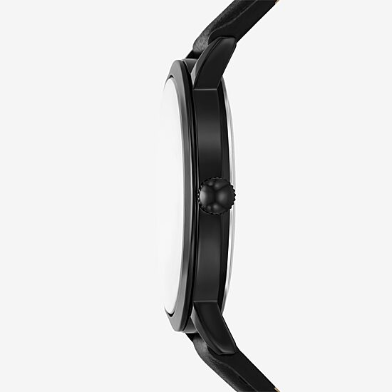 Relic By Fossil Mens Black Leather Strap Watch Zr77340
