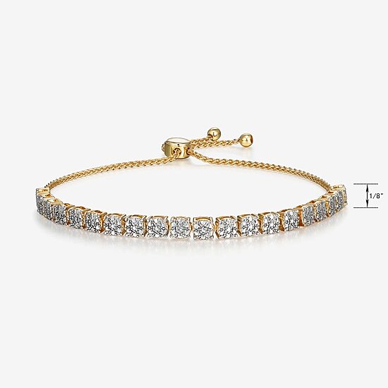Sparkle Allure Diamond Accent 14K Gold Over Brass 9 Inch Wheat Round Bolo Bracelet