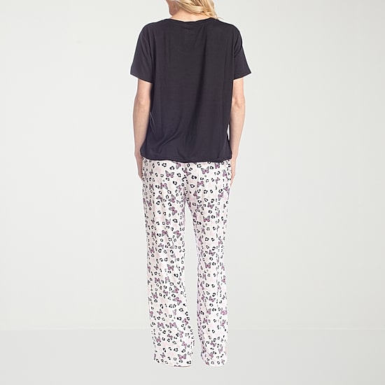 Muk Luks Womens Round Neck Short Sleeve 2-pc. Pajama Set