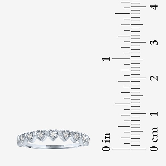 (G-H / Si2-I1) Womens 1/10 CT. T.W. Lab Grown White Diamond 10K Gold Heart Band