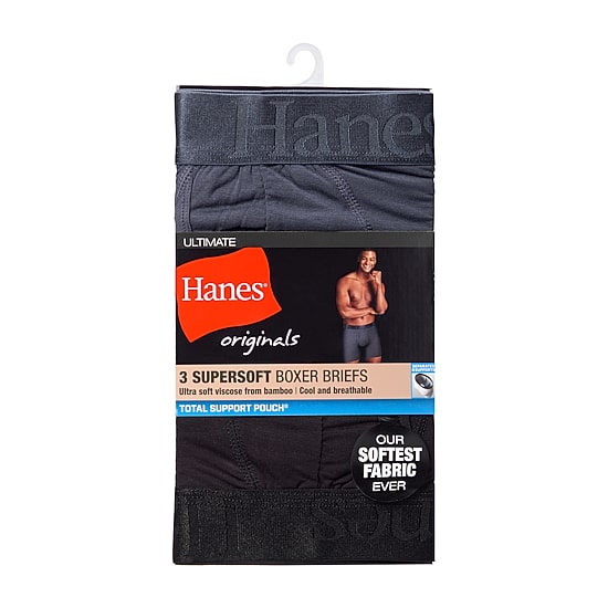 Hanes Originals Supersoft Total Support Pouch Mens 3 Pack Support Pouch Boxer Briefs Uosba3