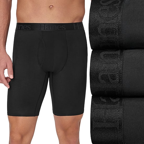 Hanes Originals Ultimate Supersoft Mens 3 Pack Long Leg Boxer Briefs Uo2ll3