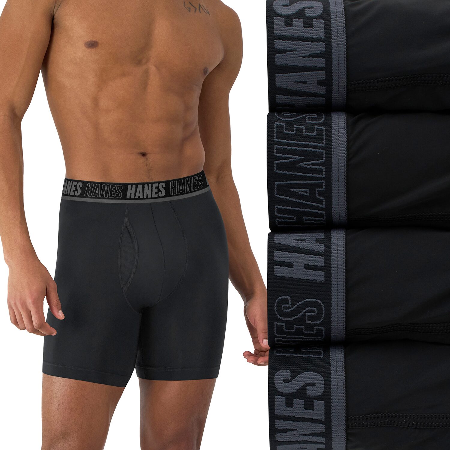 Hanes Moves X-Temp Performance Total Support Pouch Mens 4 Pack Boxer Briefs Umsbe4