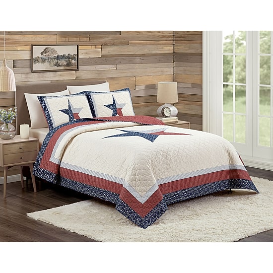 Modern Heirloom Texas Lone Star 3-pc. Reversible Quilt Set