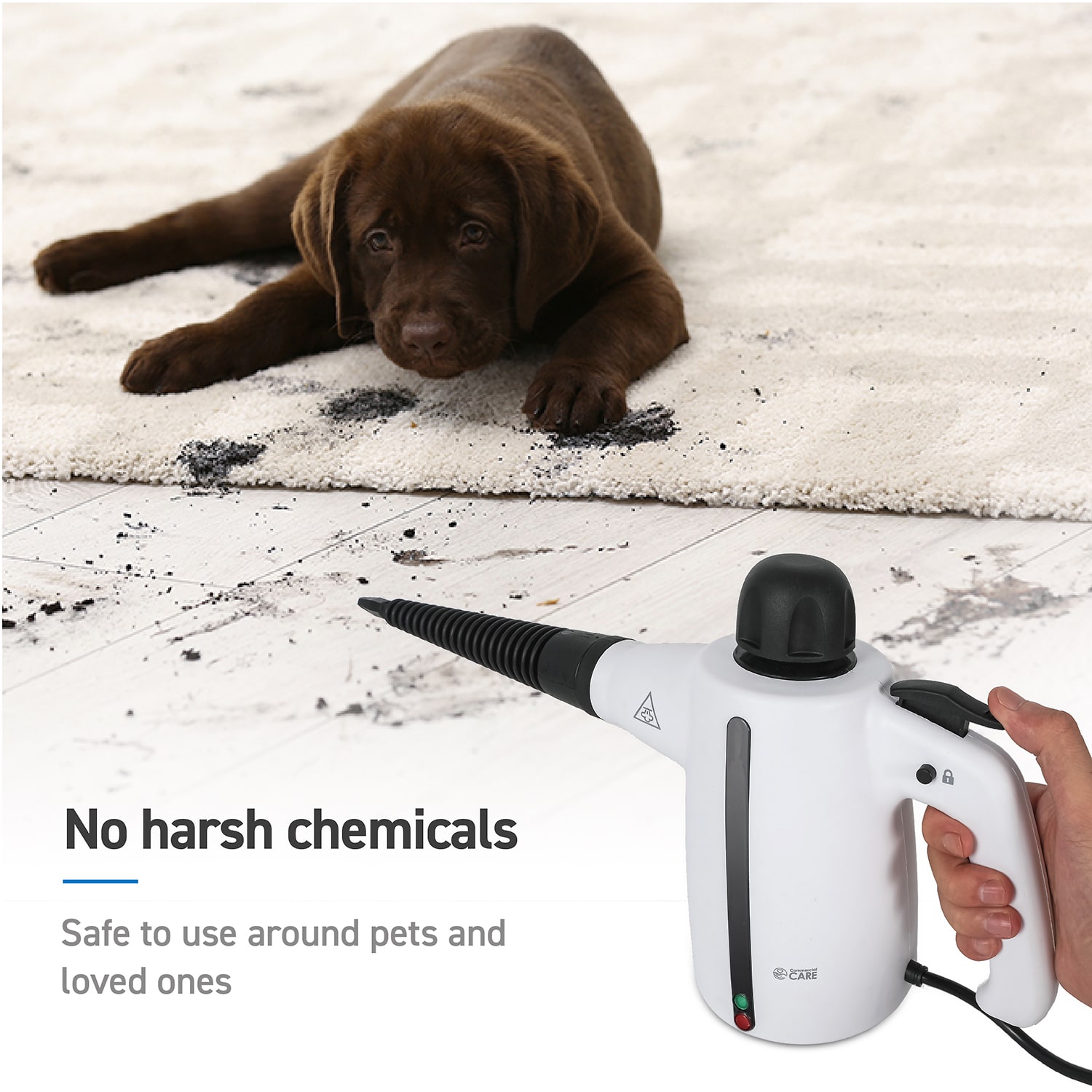 Commercial Care Handheld Steam Cleaner with 9-Piece Accessory Set
