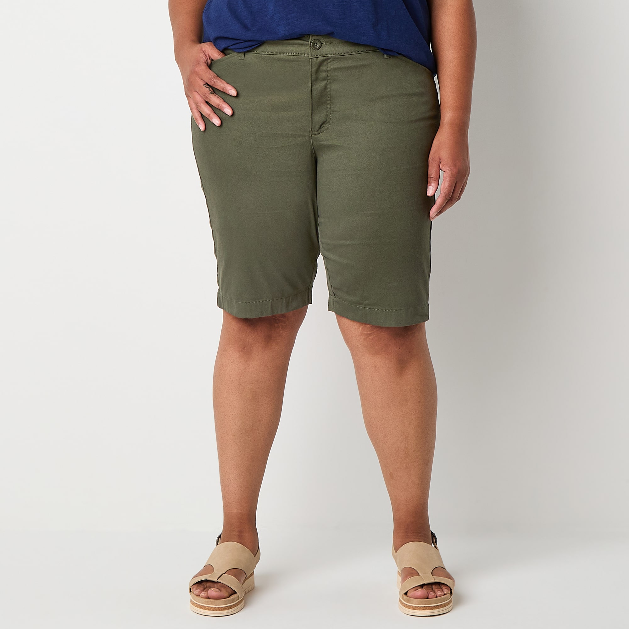 St. John's Bay Womens 11 1/2" Mid Rise Plus Bermuda Short