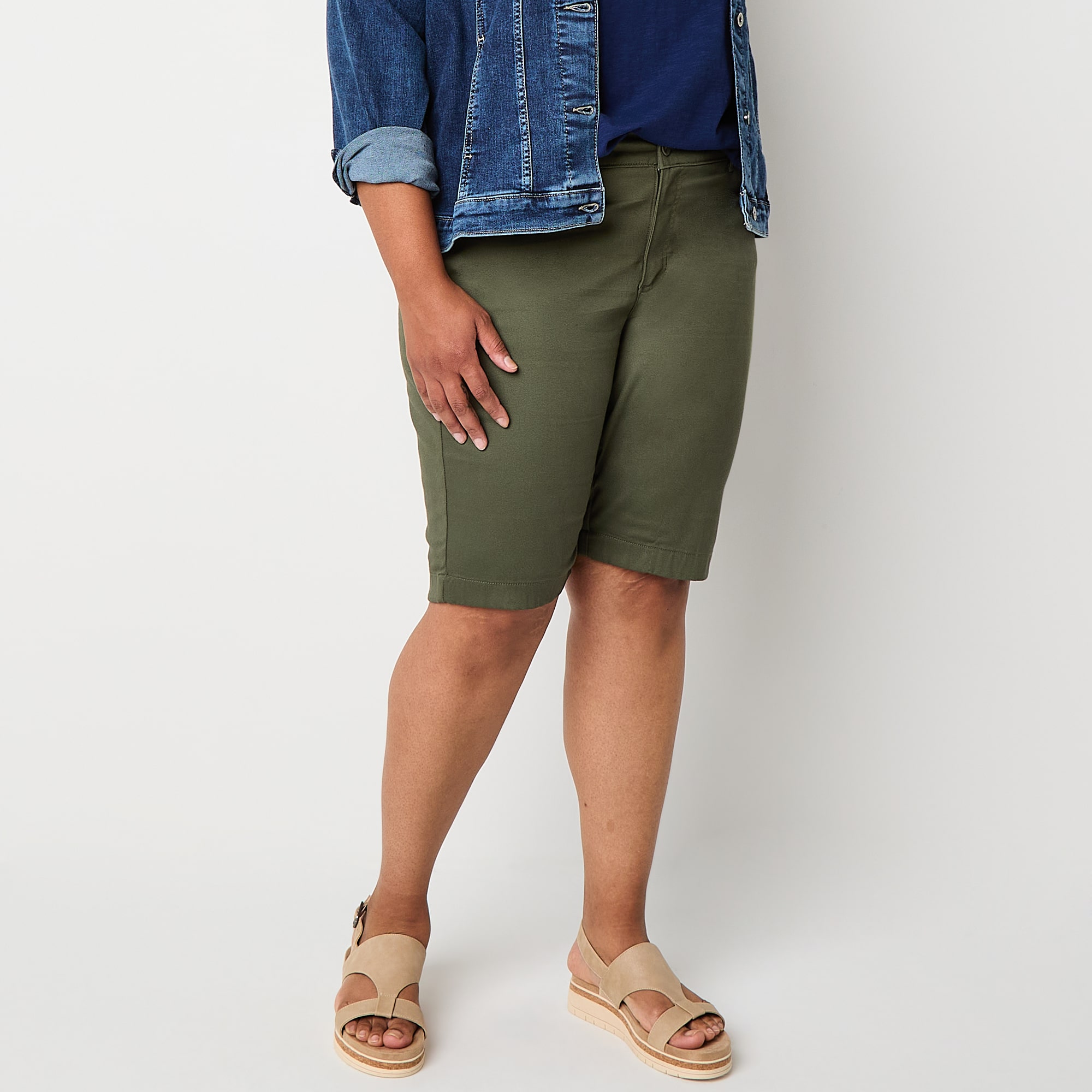 St. John's Bay Womens 11 1/2" Mid Rise Plus Bermuda Short
