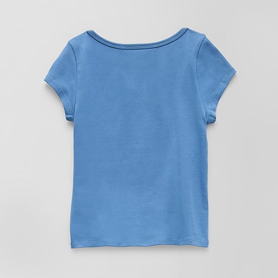 CLEVER & KIND Big Kid Girls Crew Neck Short Sleeve Embroidered T-Shirt