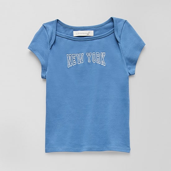 CLEVER & KIND Big Kid Girls Crew Neck Short Sleeve Embroidered T-Shirt