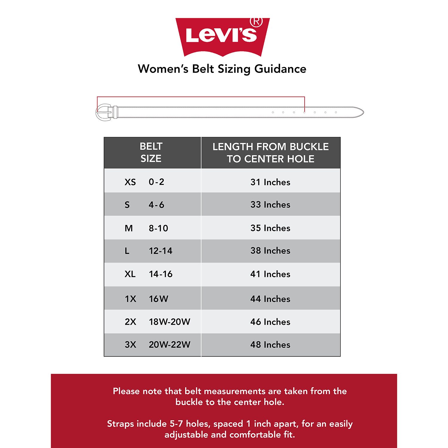 Levi's® Rectangle Centerbar Buckle Casual Belt, Genuine Leather Womens Belt