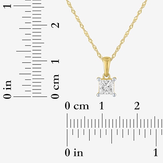 ( G-H/I1-I2 ) Womens 1/2 CT. Lab-Grown Diamond 10K Gold 18 Inch Princess Pendant Necklace