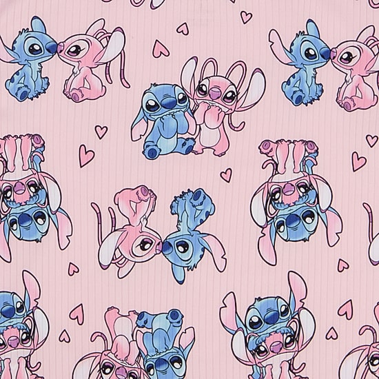 Disney Collection Girls Lilo & Stitch Rib Crew Neck Short Sleeve 2-pc. Pajama Set