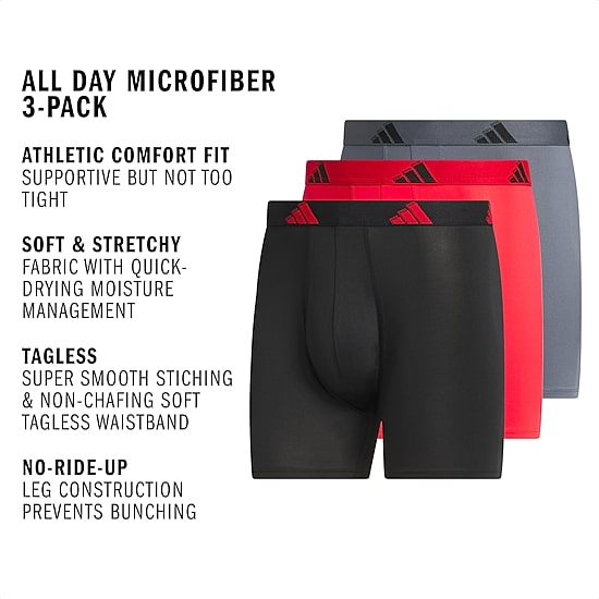adidas Mens 3 Pack Boxer Briefs 5162978