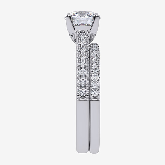 (G / Vs2-Si1) Womens 2 1/2 CT. T.W. Lab Grown White Diamond 10K Gold Round Side Stone Bridal Set