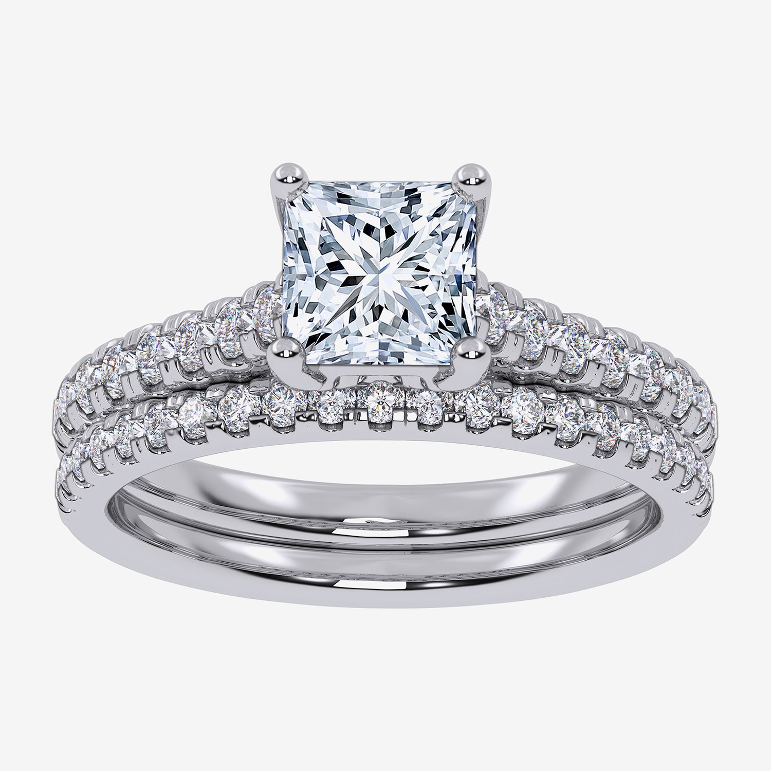 G/Vs2-Si1 Womens 2 1/2 CT. T.W. Lab Grown White Diamond 10K Gold Side Stone Bridal Set