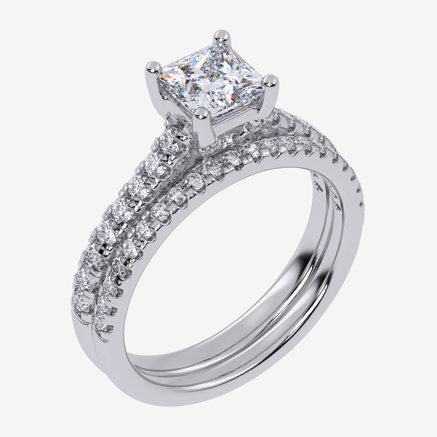 G/Vs2-Si1 Womens 2 1/2 CT. T.W. Lab Grown White Diamond 10K Gold Side Stone Bridal Set