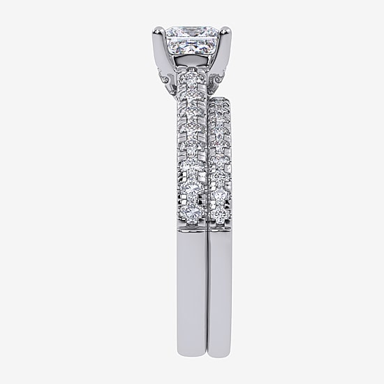 G/Vs2-Si1 Womens 2 1/2 CT. T.W. Lab Grown White Diamond 10K Gold Side Stone Bridal Set