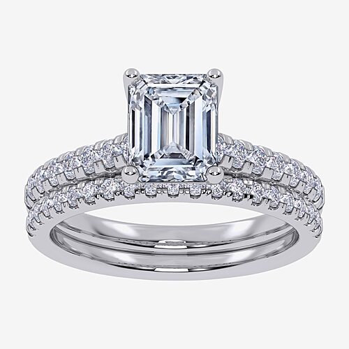 (G / Vs2-Si1) Womens 2 1/2 CT. T.W. Lab Grown White Diamond 10K Gold Side Stone Bridal Set, 9, White