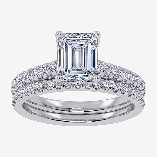 (G / Vs2-Si1) Womens 2 1/2 CT. T.W. Lab Grown White Diamond 10K Gold Side Stone Bridal Set
