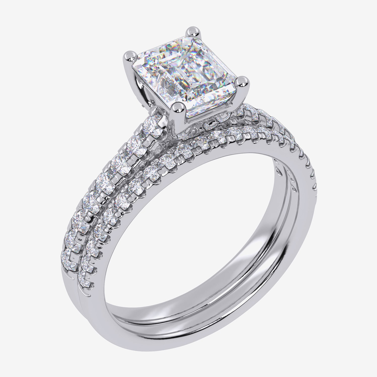 G / Vs2-Si1) Womens 2 1/2 CT. T.W. Lab Grown White Diamond 10K Gold Side Stone Bridal Set