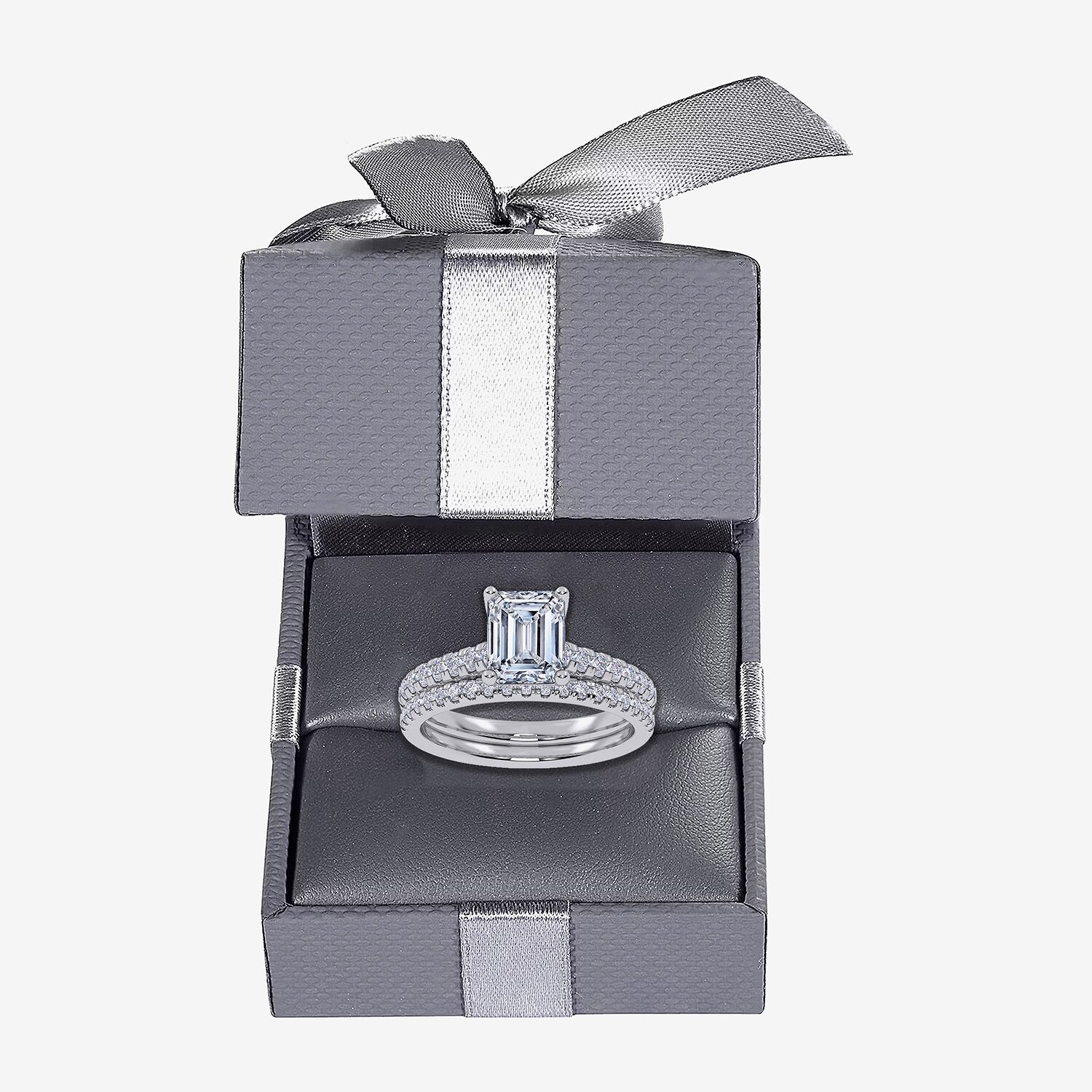 G / Vs2-Si1) Womens 2 1/2 CT. T.W. Lab Grown White Diamond 10K Gold Side Stone Bridal Set