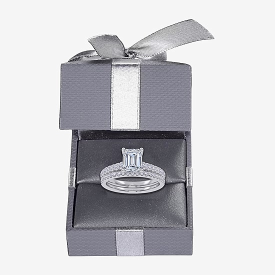 (G / Vs2-Si1) Womens 2 1/2 CT. T.W. Lab Grown White Diamond 10K Gold Side Stone Bridal Set