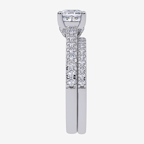 (G / Vs2-Si1) Womens 4 1/2 CT. T.W. Lab Grown White Diamond 10K Gold Cushion Side Stone Bridal Set