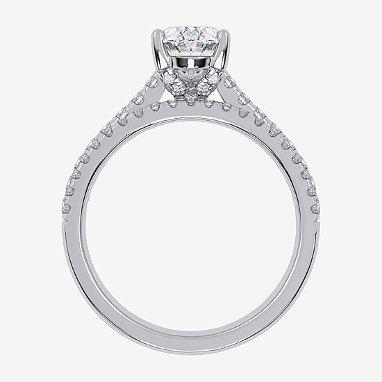 (G / Vs2-Si1) Womens 4 1/2 CT. T.W. Lab Grown White Diamond 10K Gold Oval Side Stone Bridal Set