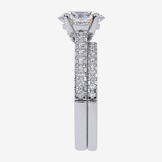 (G / Vs2-Si1) Womens 4 1/2 CT. T.W. Lab Grown White Diamond 10K Gold Oval Side Stone Bridal Set