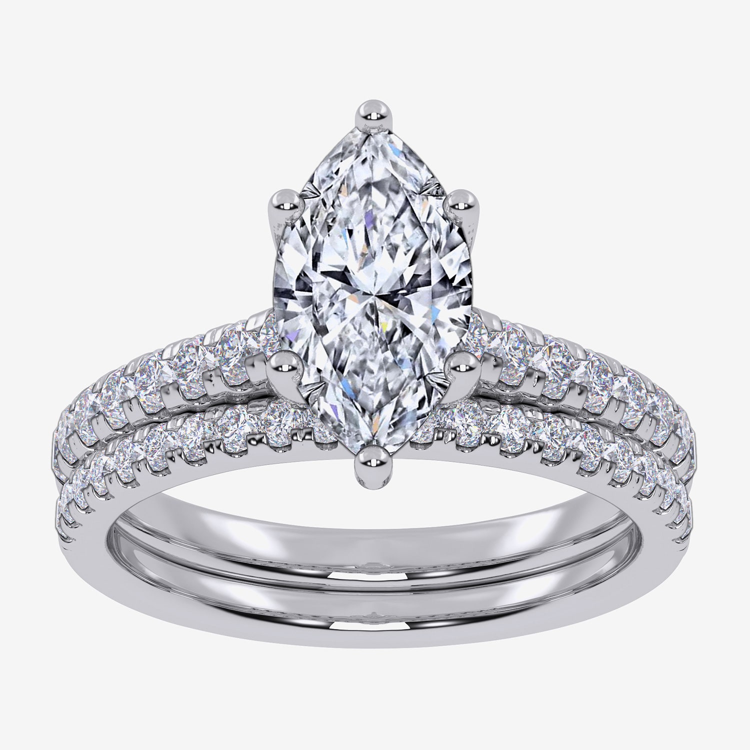 (G / Vs2-Si1) Womens 4 1/2 CT. T.W. Lab Grown White Diamond 10K Gold Marquise Side Stone Bridal Set