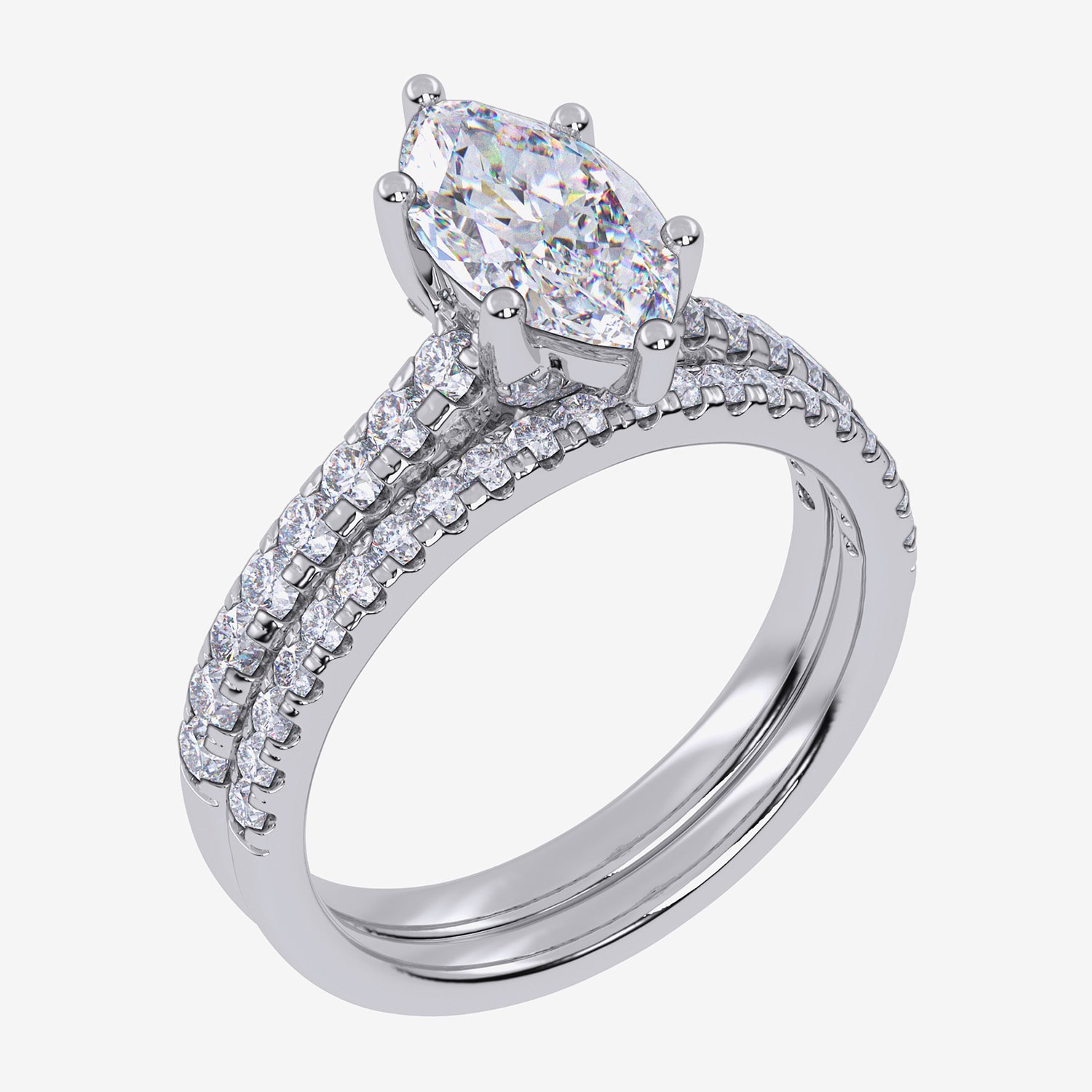 (G / Vs2-Si1) Womens 4 1/2 CT. T.W. Lab Grown White Diamond 10K Gold Marquise Side Stone Bridal Set