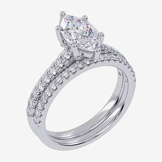 (G / Vs2-Si1) Womens 4 1/2 CT. T.W. Lab Grown White Diamond 10K Gold Marquise Side Stone Bridal Set