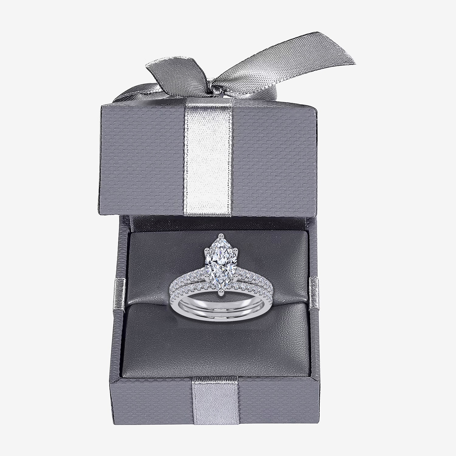 (G / Vs2-Si1) Womens 4 1/2 CT. T.W. Lab Grown White Diamond 10K Gold Marquise Side Stone Bridal Set