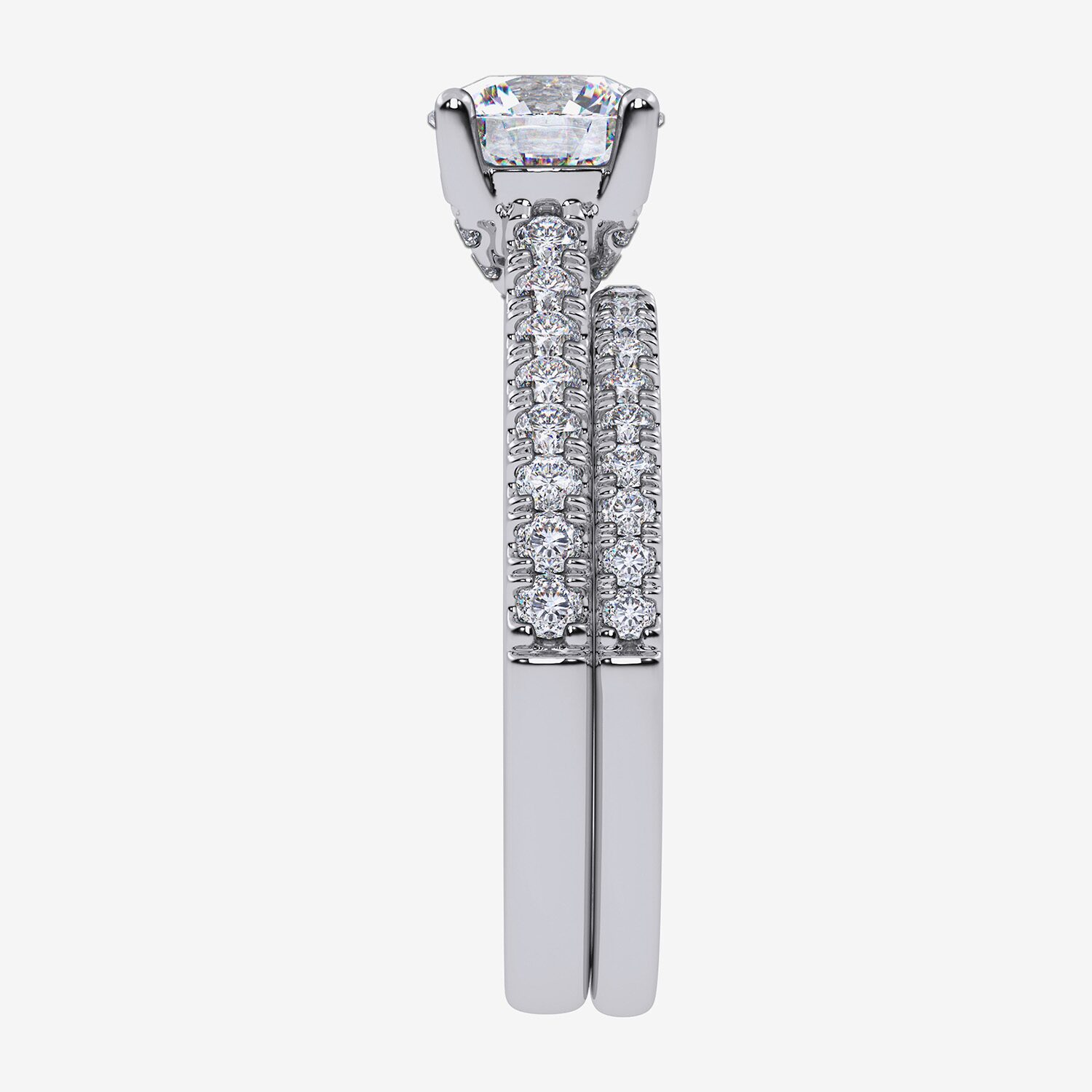 G / Vs2-Si1) Womens 1/ CT. T.W. Lab Grown White Diamond 10K Gold Round Side Stone Bridal Set