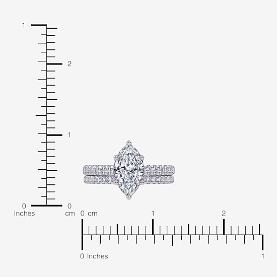 (G / Vs2-Si1) Womens 2 1/2 CT. T.W. Lab Grown White Diamond 10K Gold Marquise Side Stone Bridal Set