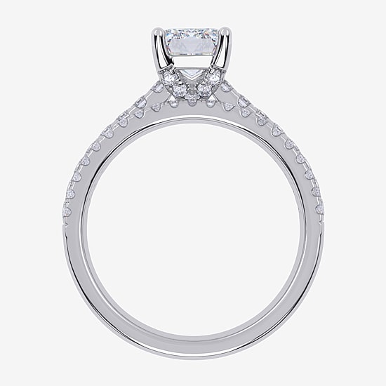 (G / Vs2-Si1) Womens 2 1/2 CT. T.W. Lab Grown White Diamond 10K Gold Rectangular Side Stone Bridal Set