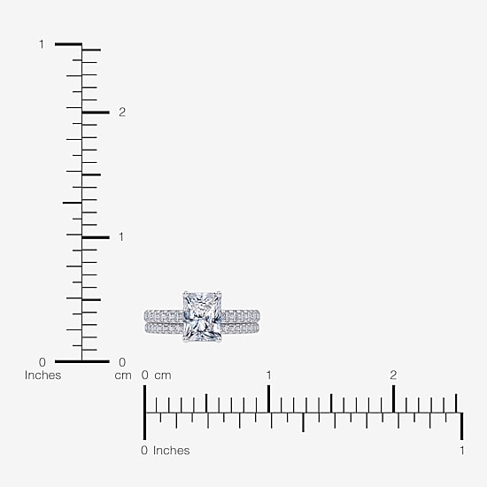 (G / Vs2-Si1) Womens 2 1/2 CT. T.W. Lab Grown White Diamond 10K Gold Rectangular Side Stone Bridal Set