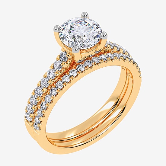 (G / Vs2-Si1) Womens 1 CT. T.W. Lab Grown White Diamond 10K Gold Round Side Stone Bridal Set