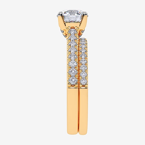 (G / Vs2-Si1) Womens 1 CT. T.W. Lab Grown White Diamond 10K Gold Round Side Stone Bridal Set