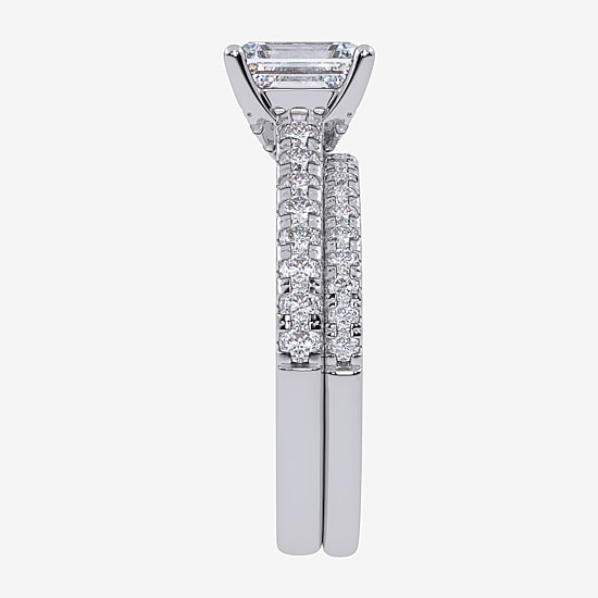 (G / Vs2-Si1) Womens 3 1/2 CT. T.W Lab Grown White Diamond 10K Gold Side Stone Bridal Set
