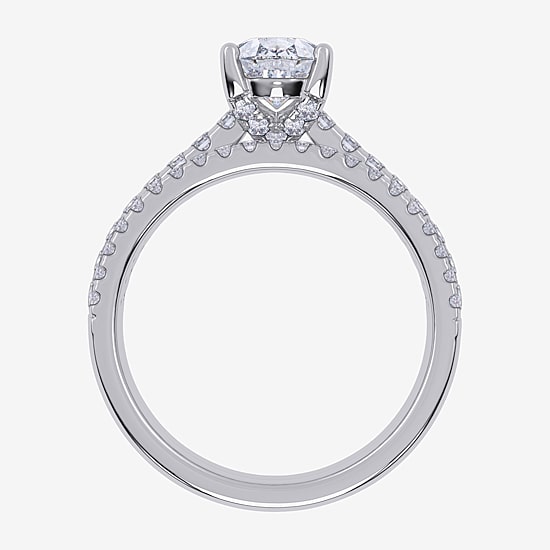 (G / Vs2-Si1) Womens 3 1/2 CT. T.W Lab Grown White Diamond 10K Gold Pear Side Stone Bridal Set