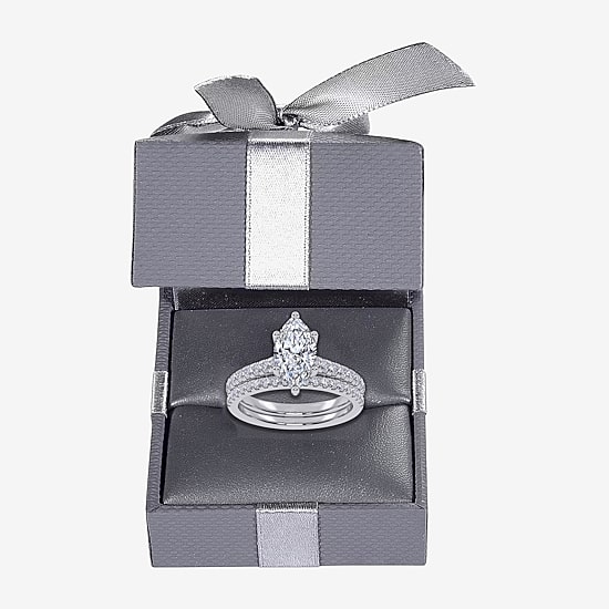 (G / Vs2-Si1) Womens 3 1/2 CT. T.W Lab Grown White Diamond 10K Gold Marquise Side Stone Bridal Set