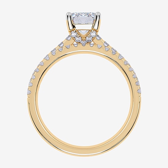 (G / Vs2-Si1) Womens 3 1/2 CT. T.W Lab Grown White Diamond 10K Gold Rectangular Side Stone Bridal Set
