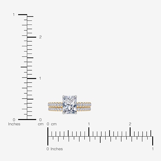 (G / Vs2-Si1) Womens 3 1/2 CT. T.W Lab Grown White Diamond 10K Gold Rectangular Side Stone Bridal Set