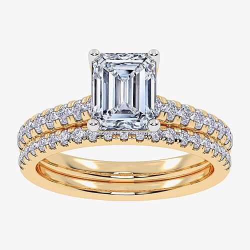 (G / Vs2-Si1) Womens 3 1/2 CT. T.W Lab Grown White Diamond 10K Gold Side Stone Bridal Set, 8, Yellow