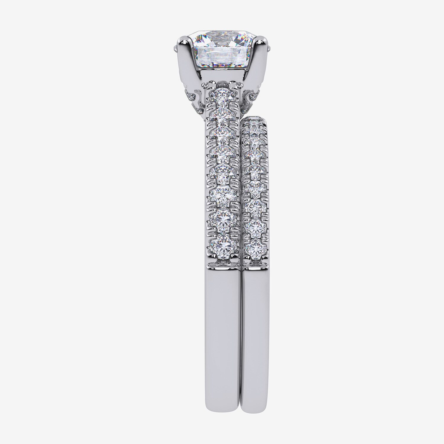 (G / Vs2-Si1) Womens 3 1/2 CT. T.W Lab Grown White Diamond 10K Gold Round Side Stone Bridal Set
