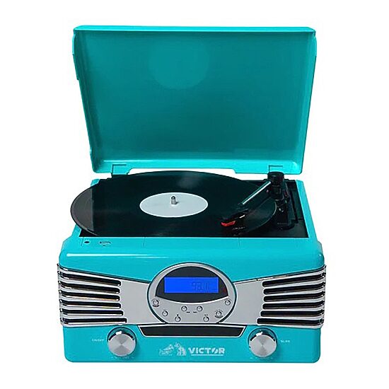 Victor Diner 7-In-1 Music Center Bookshelf Turntables