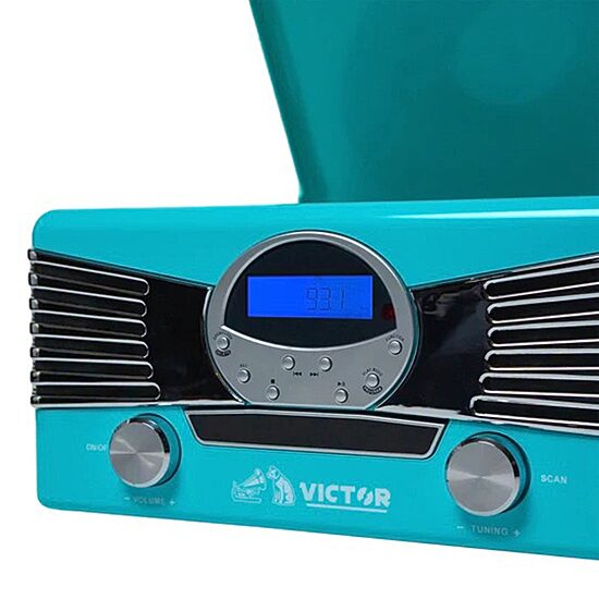 Victor Diner 7-In-1 Music Center Bookshelf Turntables