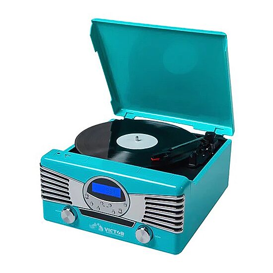 Victor Diner 7-In-1 Music Center Bookshelf Turntables